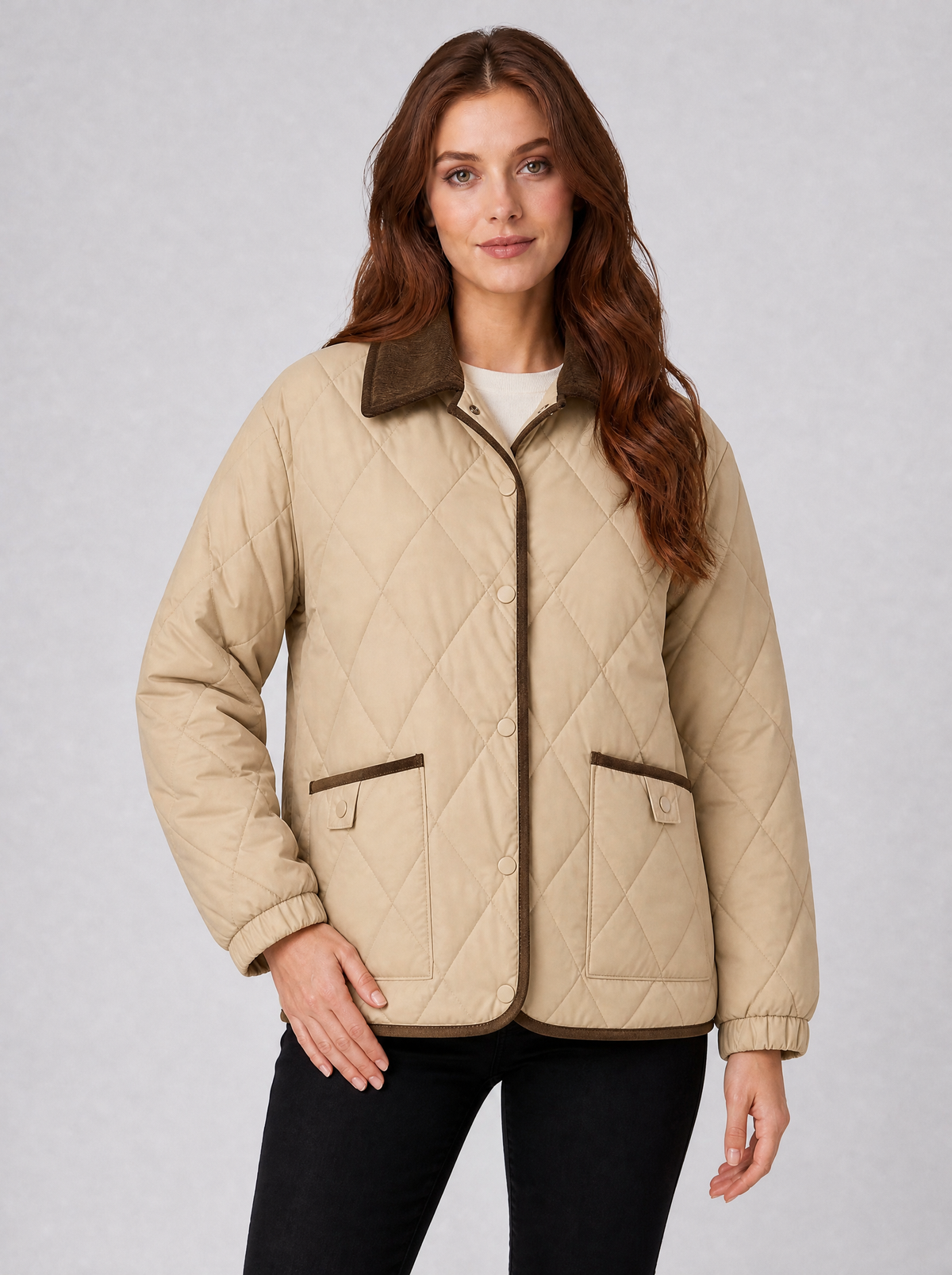 Women's Diamond Quilted Point Collar Country Jacket Relaxed Fit - product view 6