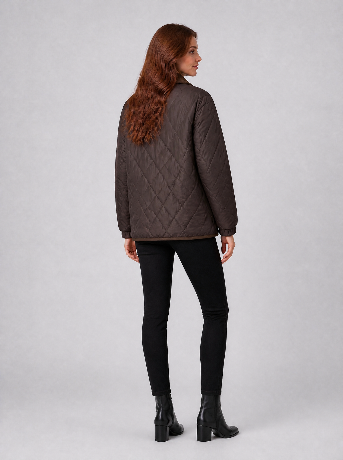 Women's Diamond Quilted Point Collar Country Jacket Relaxed Fit - product view 2