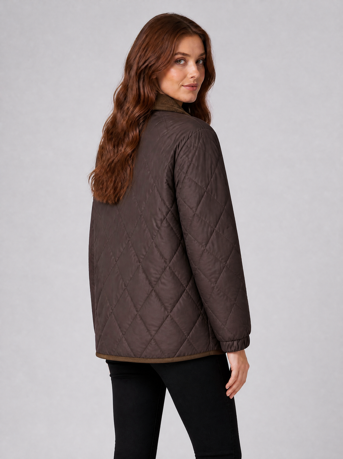 Women's Diamond Quilted Point Collar Country Jacket Relaxed Fit - product view 4
