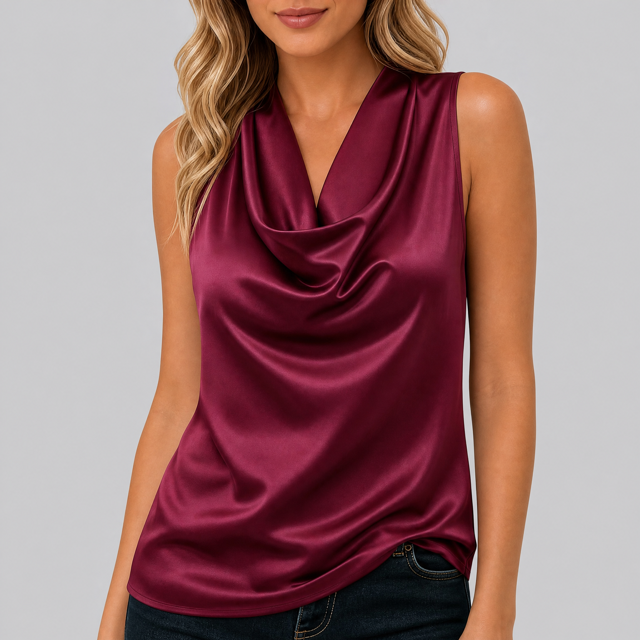 Women's Draped Cowl Neck Satin Top – Going Out Tops