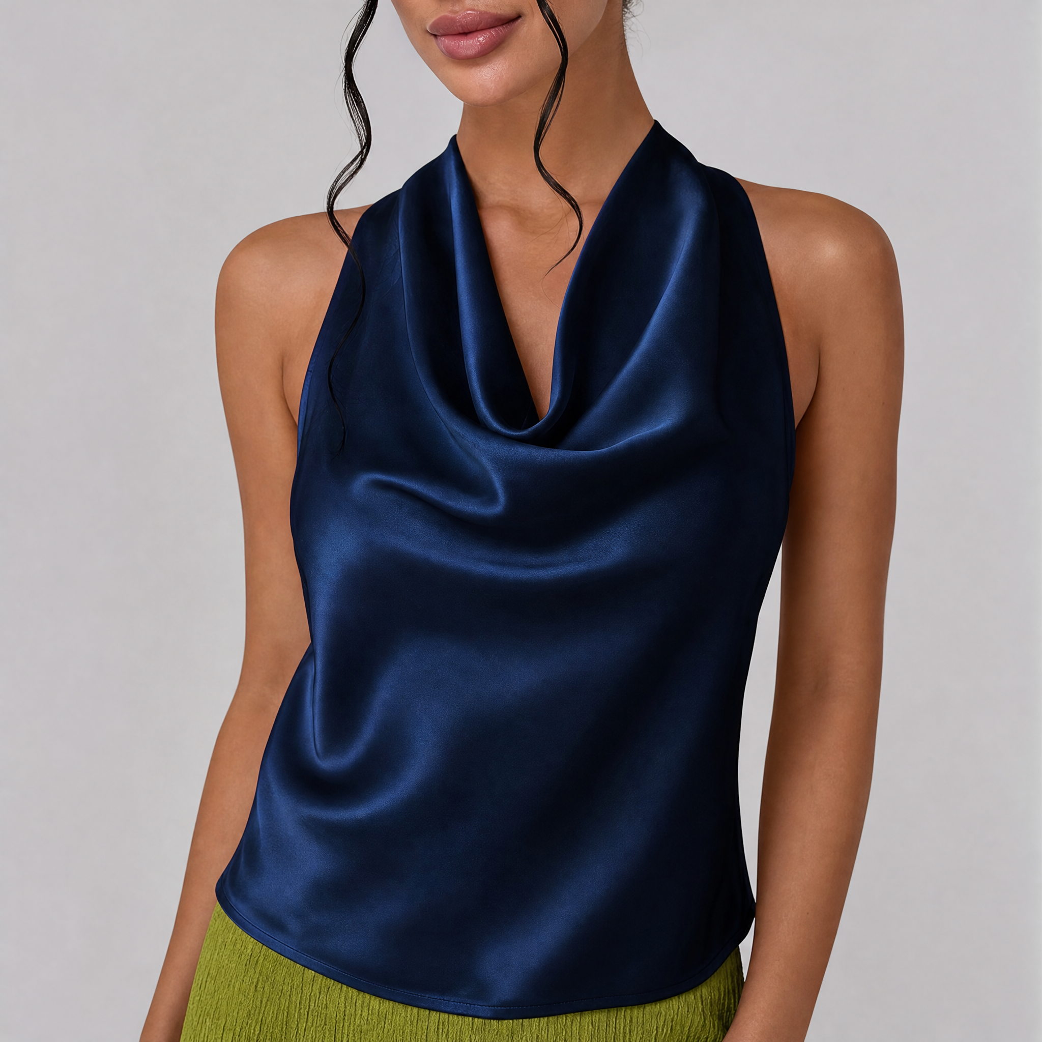 Women's Draped Cowl Neck Satin Top – Going Out Tops