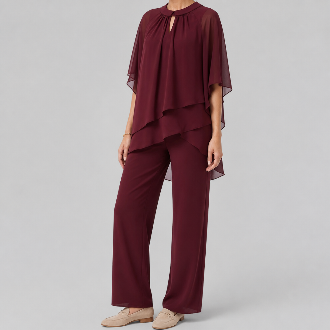 Women’s Elegant Layered Chiffon Evening Set