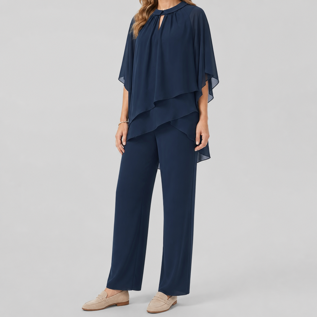 Women’s Elegant Layered Chiffon Evening Set
