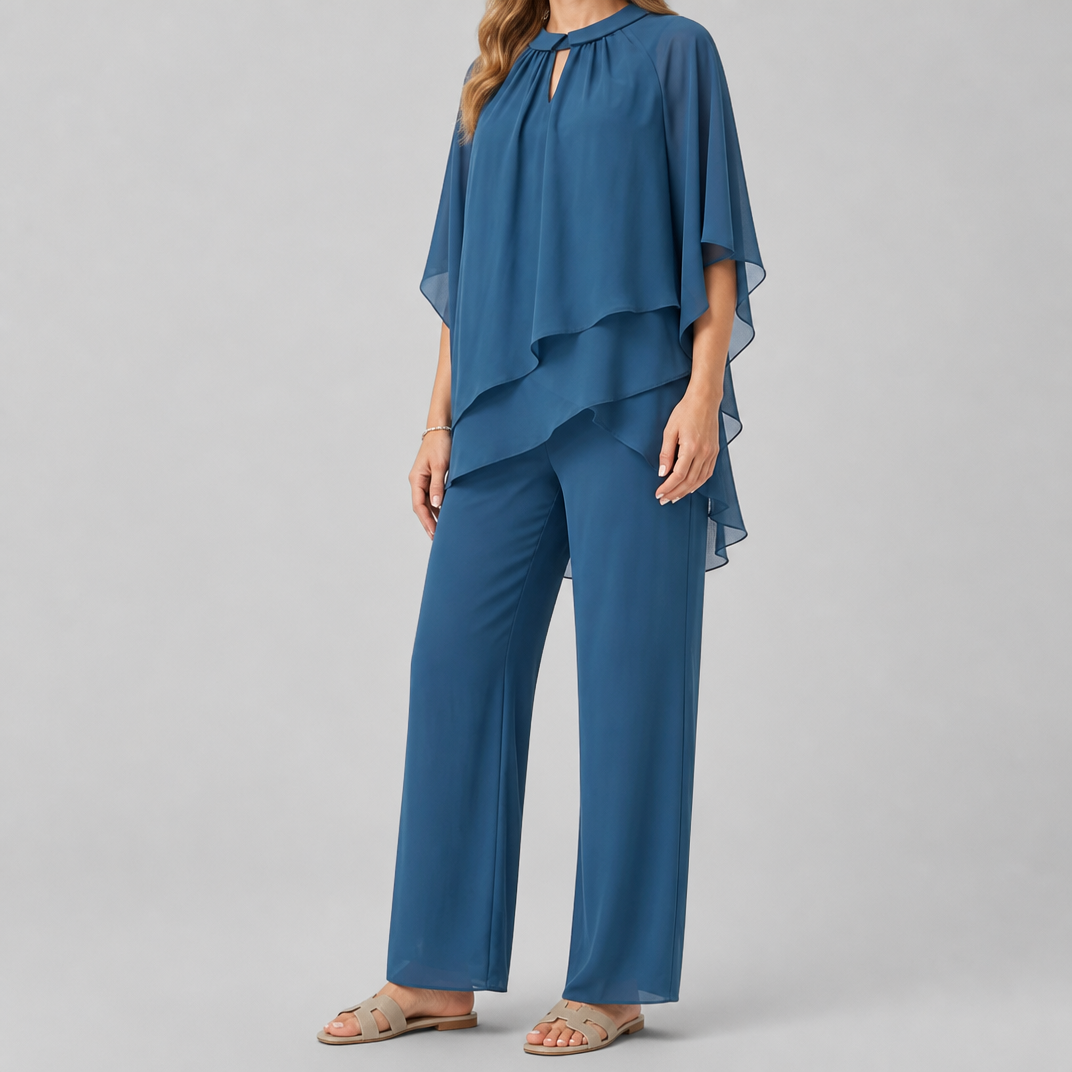 Women’s Elegant Layered Chiffon Evening Set