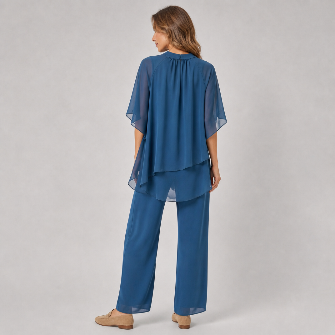 Women’s Elegant Layered Chiffon Evening Set