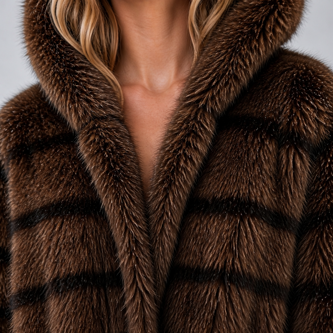 Women's Faux Fur Hooded Overcoat Relaxed Fit
