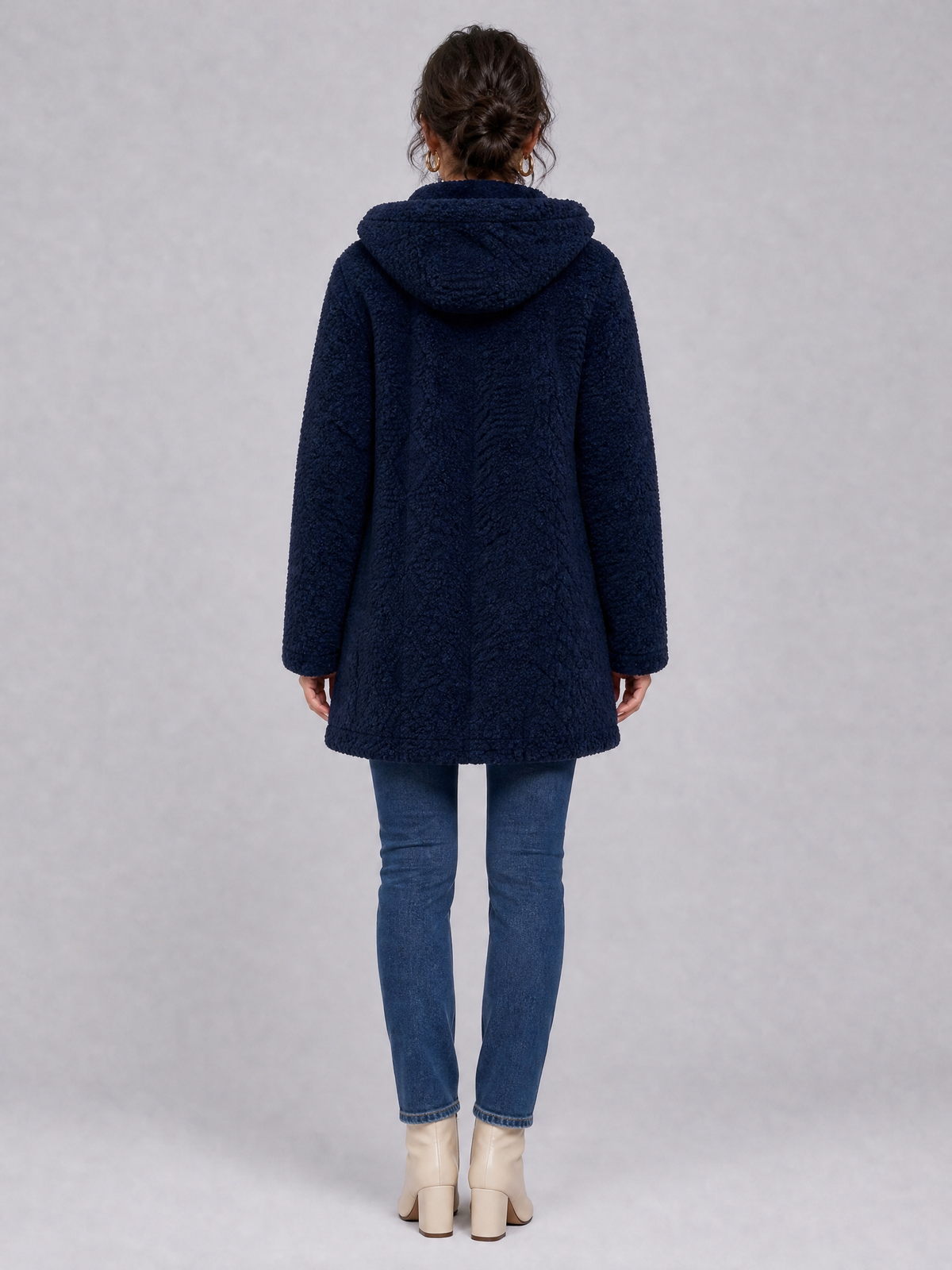 Women's Faux Fur Hooded Single Breasted Coat Tailored Fit