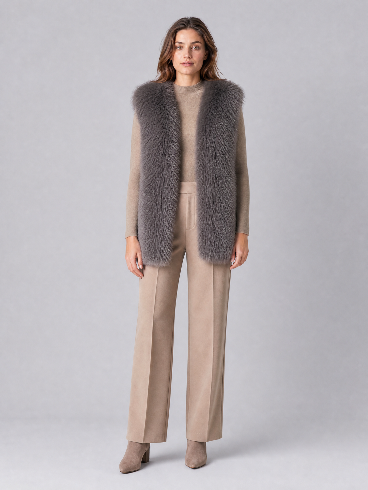 Women's Faux Fur Sleeveless Gilet Tailored Fit