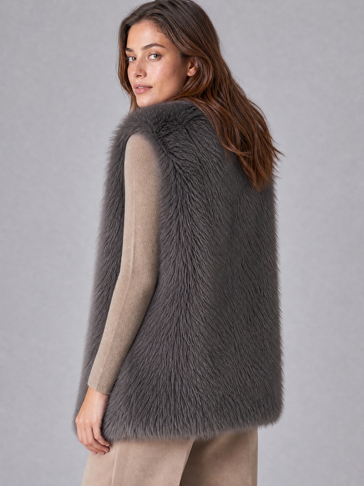 Women's Faux Fur Sleeveless Gilet Tailored Fit