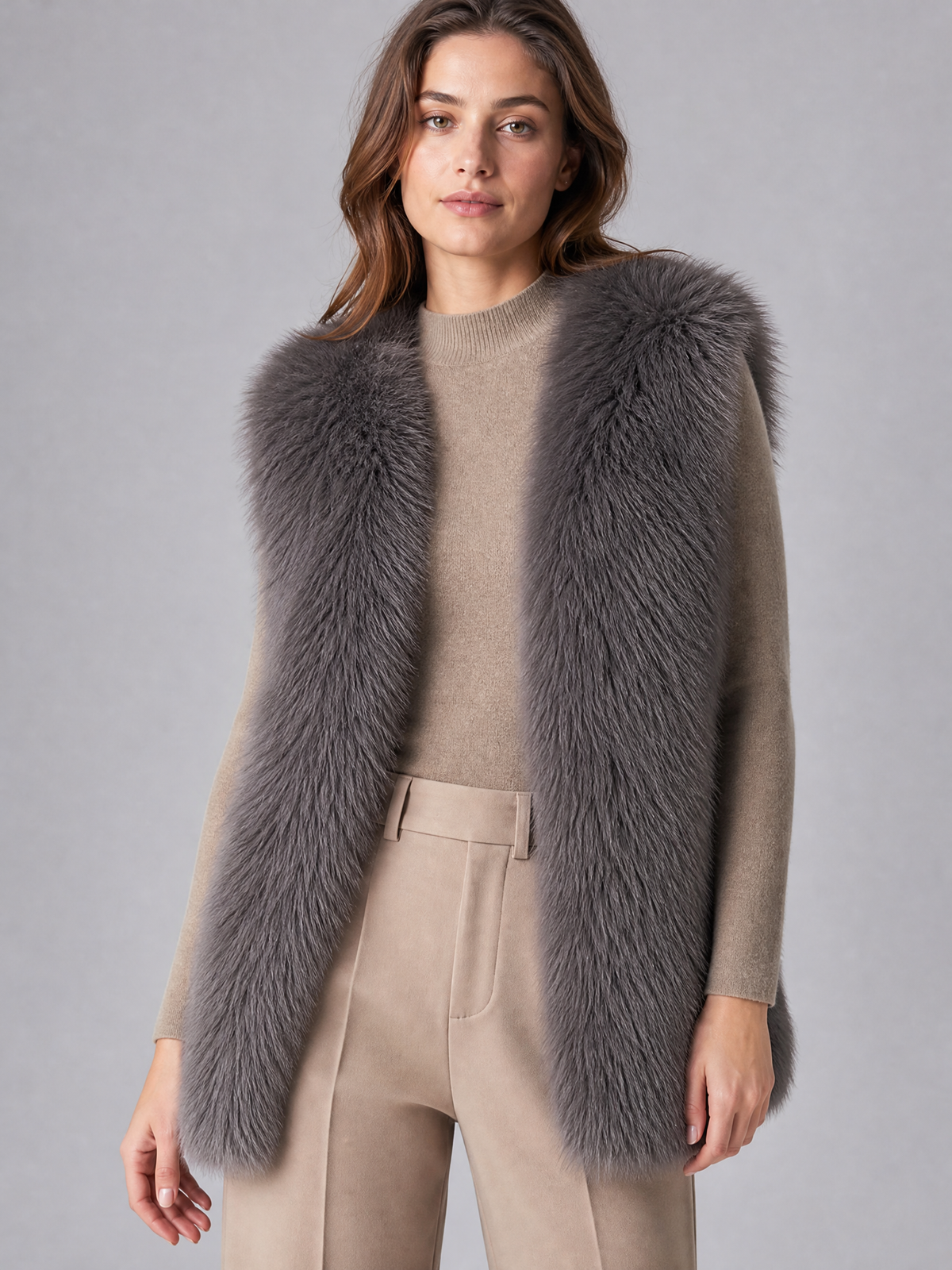 Women's Faux Fur Sleeveless Gilet Tailored Fit