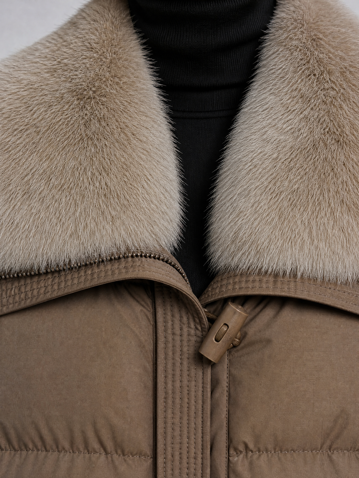 Women's Faux Fur Trim Olive Quilted Padded Jacket Relaxed Fit