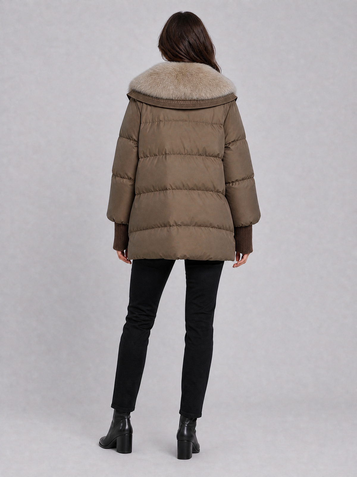 Women's Faux Fur Trim Olive Quilted Padded Jacket Relaxed Fit