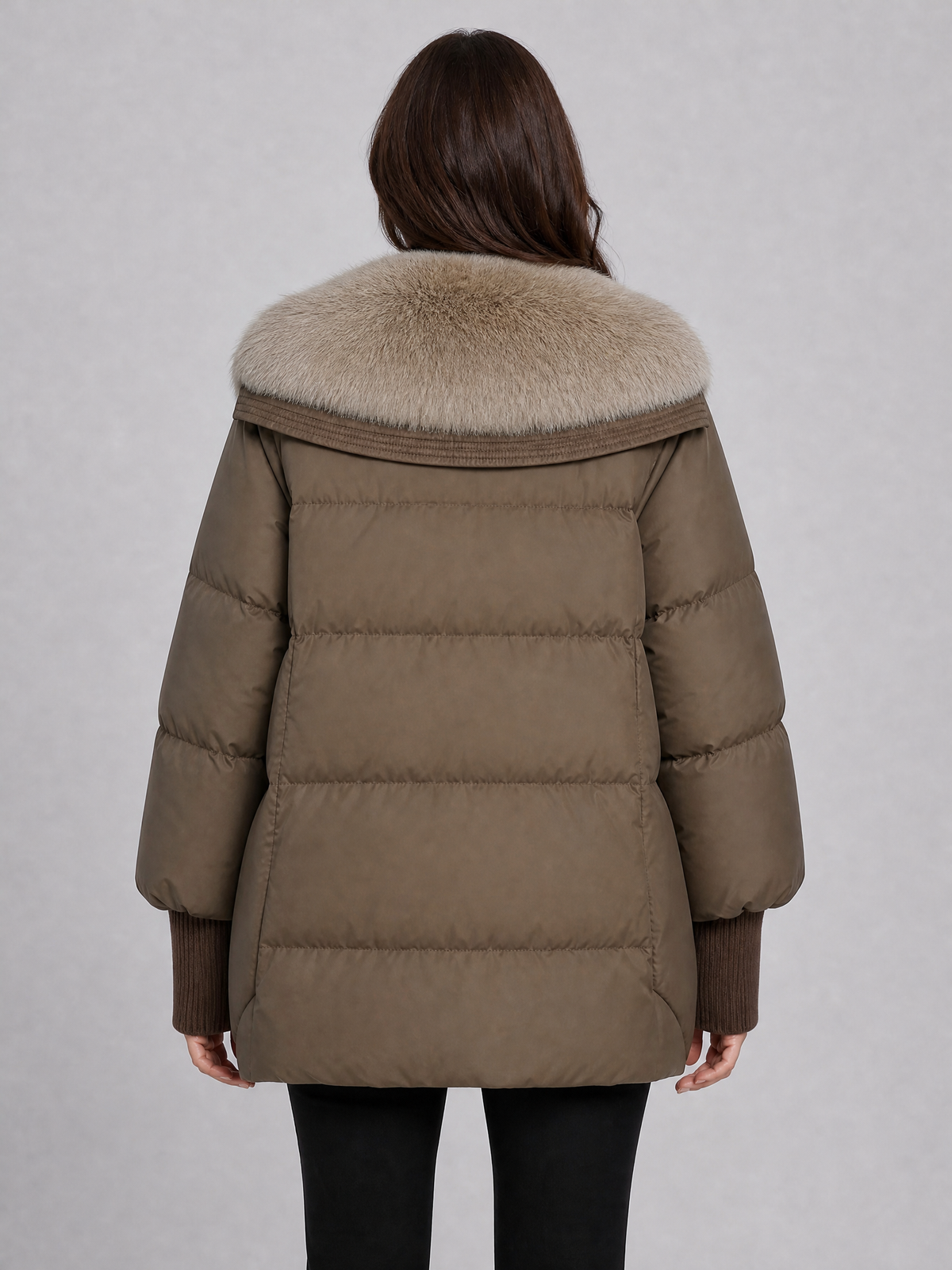 Women's Faux Fur Trim Olive Quilted Padded Jacket Relaxed Fit