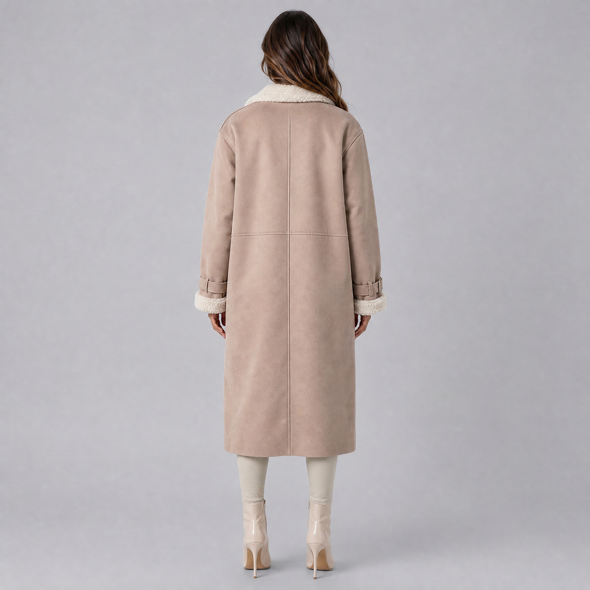 Women's Faux Shearling Long Coat Tailored Fit