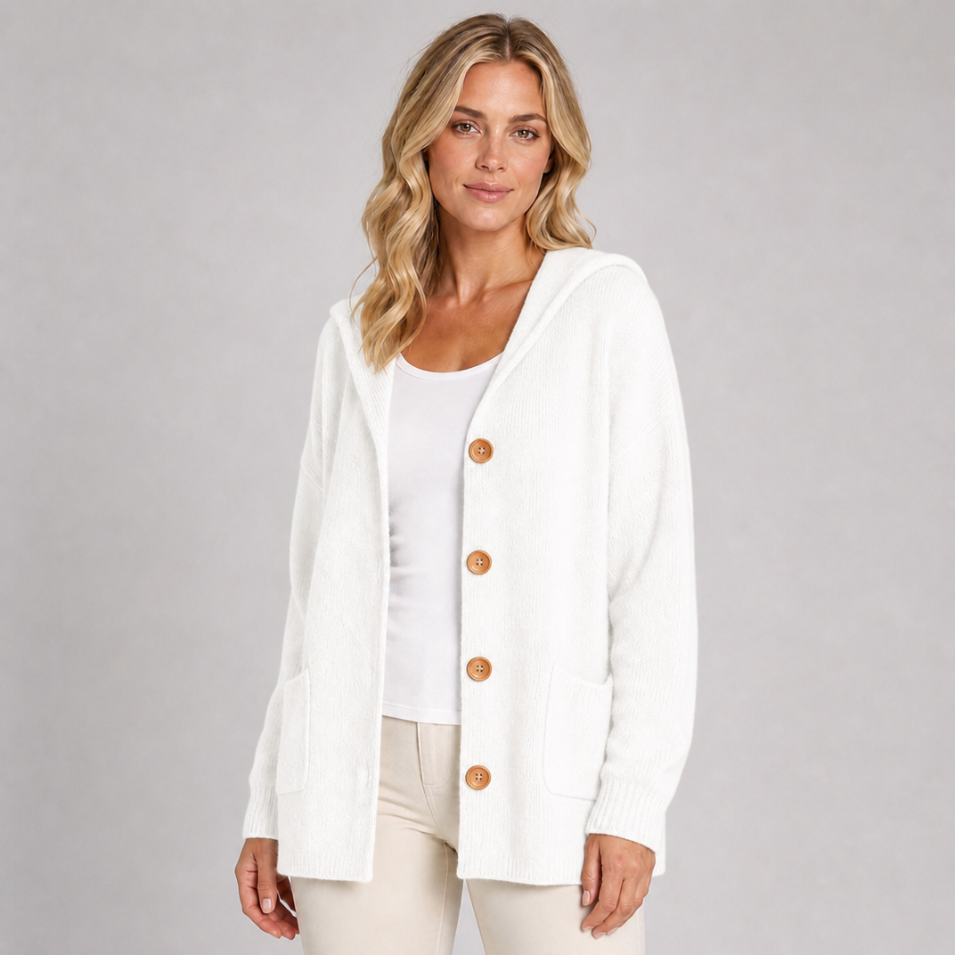 Women's Waffle Knit Hooded Cardigan