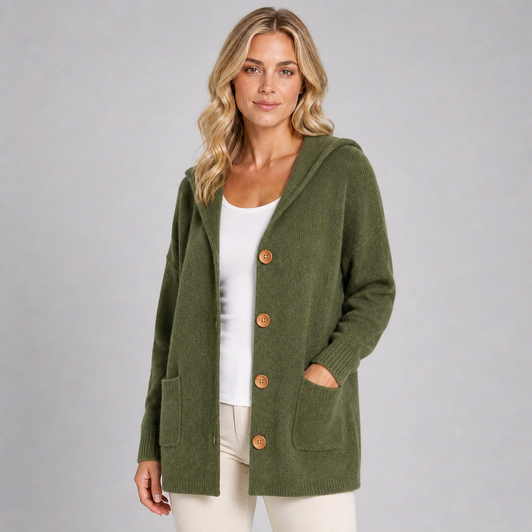 Women's Waffle Knit Hooded Cardigan