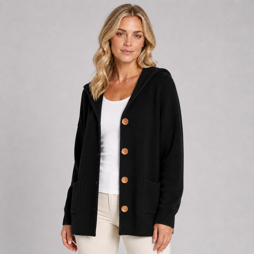 Women's Waffle Knit Hooded Cardigan