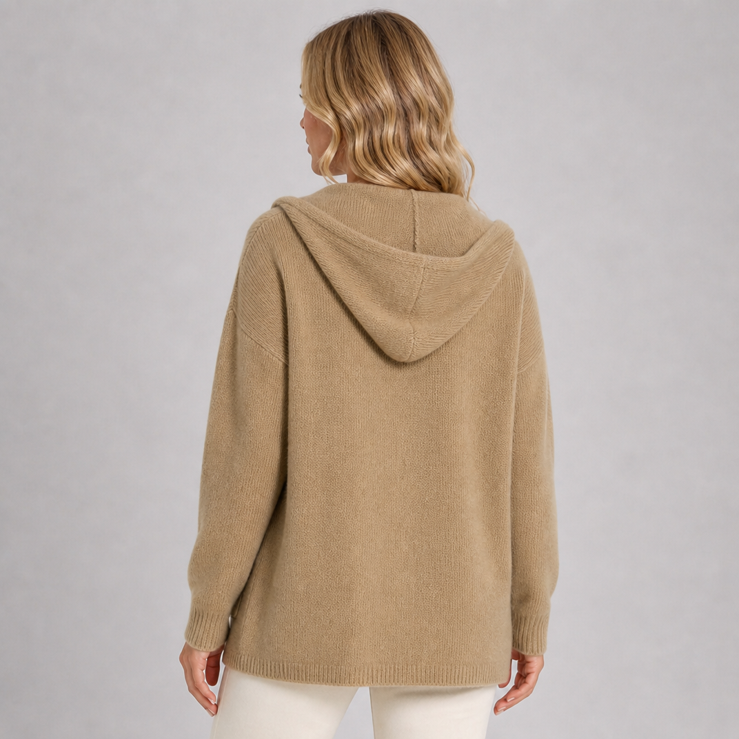Women's Waffle Knit Hooded Cardigan