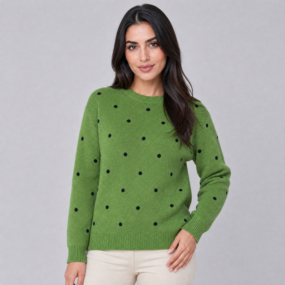 Women's Fine Knit Polka Dot Crew Neck Jumper