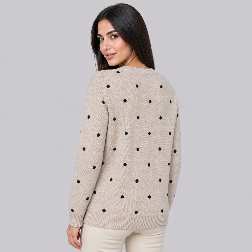 Women's Fine Knit Polka Dot Crew Neck Jumper