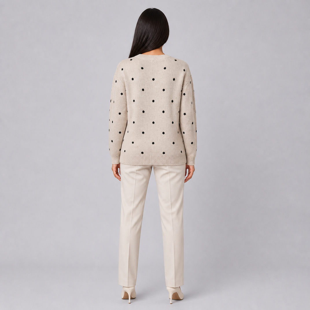 Women's Fine Knit Polka Dot Crew Neck Jumper