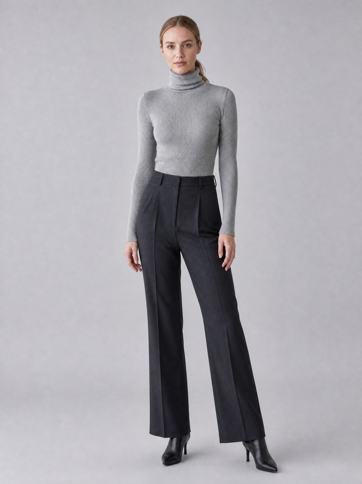 Women's Fine Knit Ribbed Roll Neck Fitted Jumper - product view 1