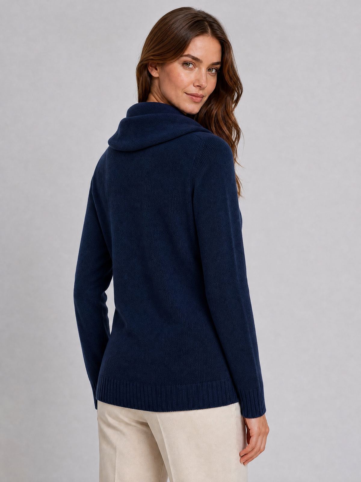 Women's Fine Knit Wool Blend Relaxed Cowl Neck Jumper