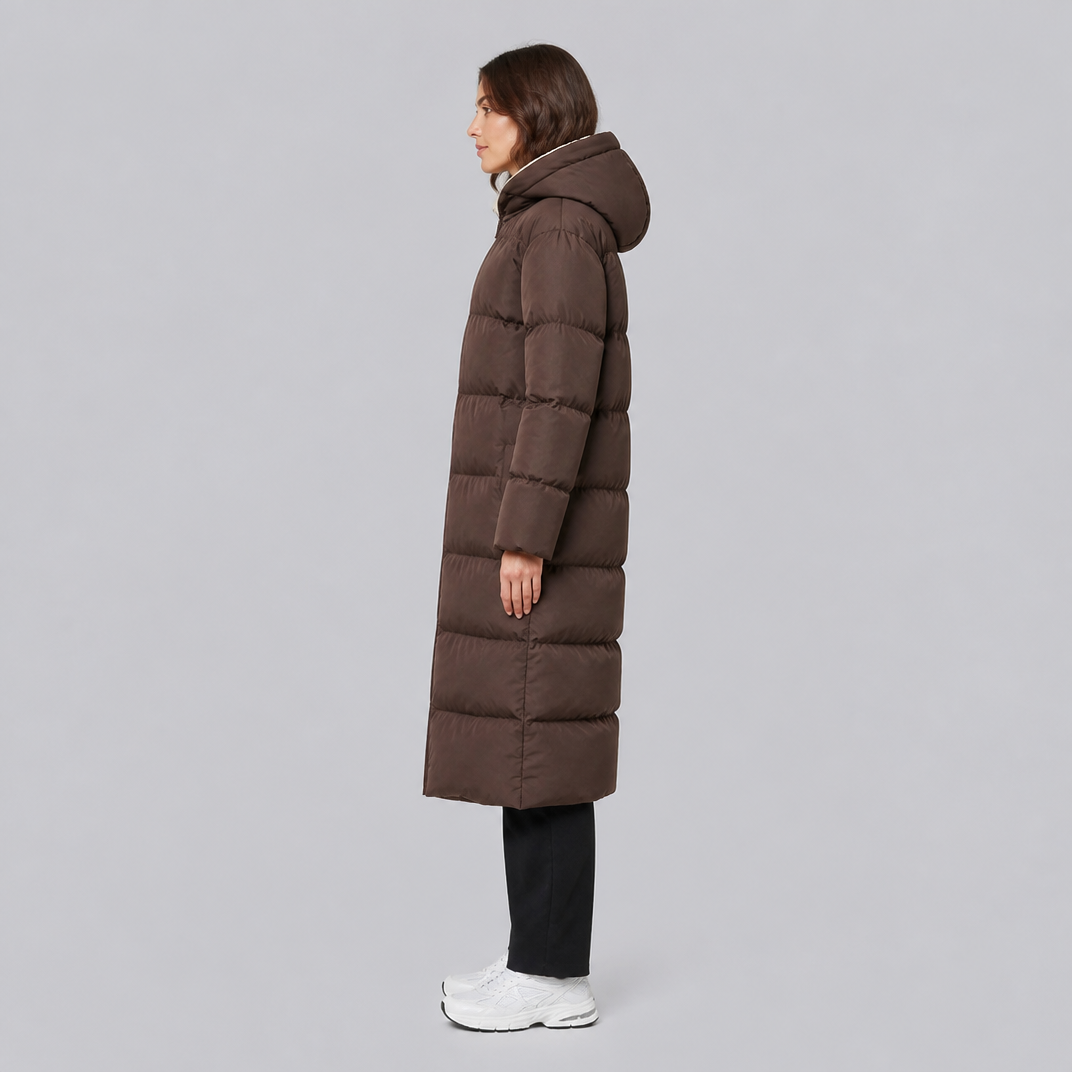 Women's Fleece Hooded Long Puffer Coat Oversized Fit