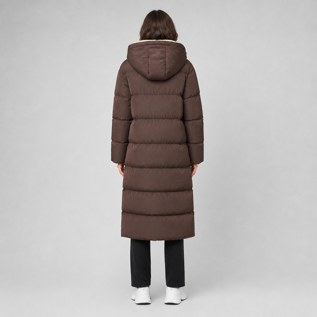 Women's Fleece Hooded Long Puffer Coat Oversized Fit