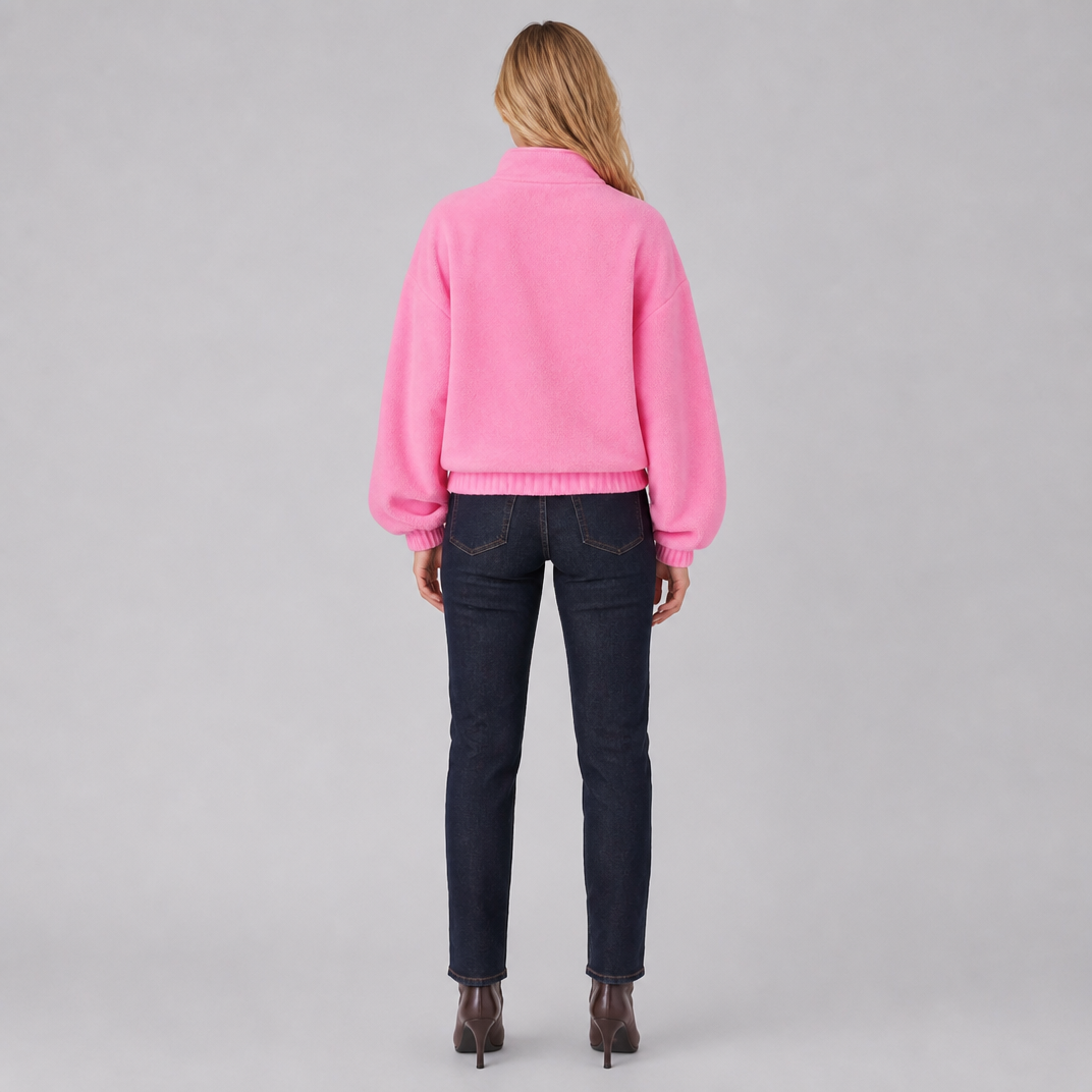 Women's Fleece Pink Half Zip Jumper