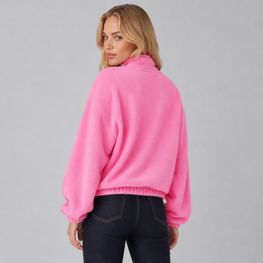 Women's Fleece Pink Half Zip Jumper