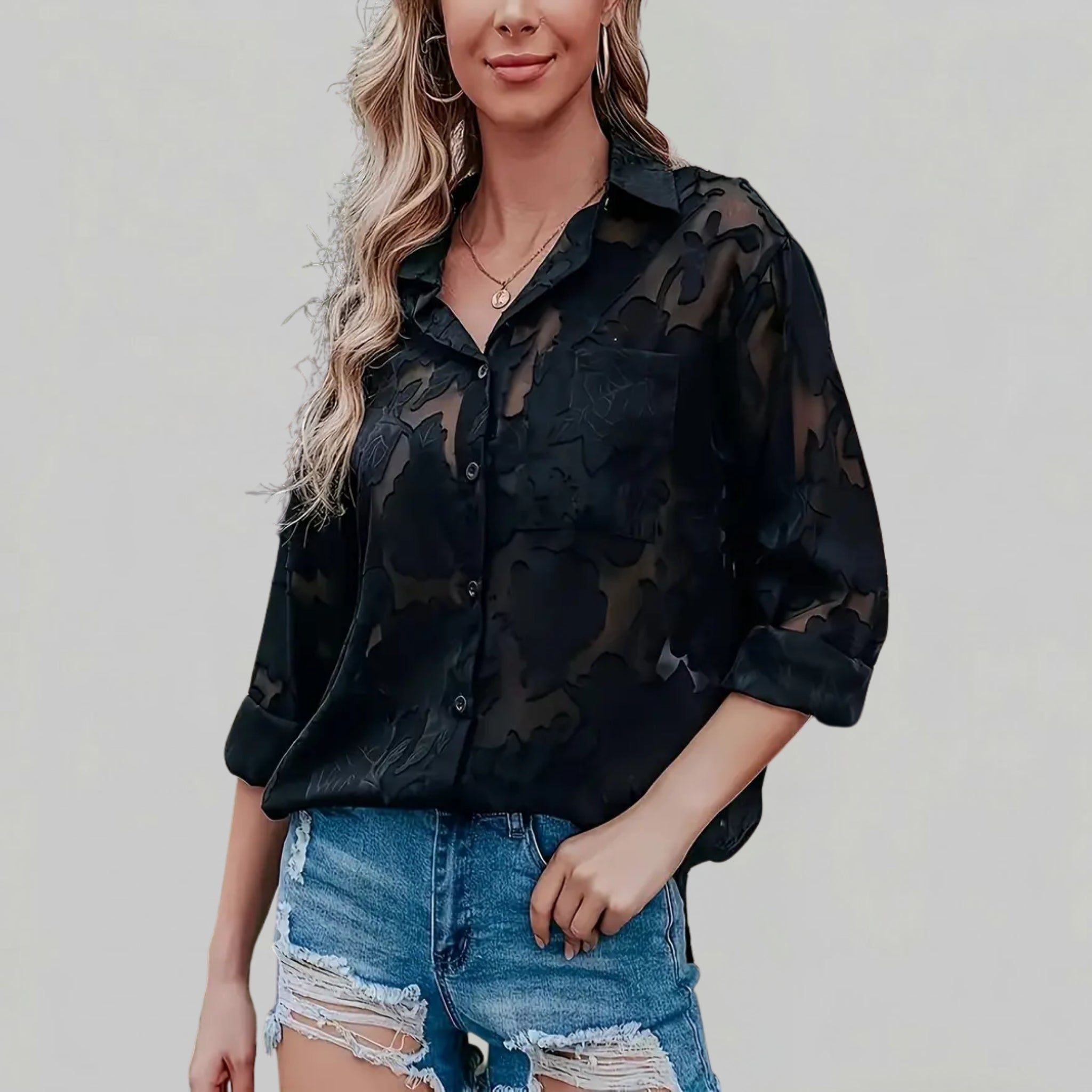 Women’s Floral Fil-Coupé Button-Down Shirt