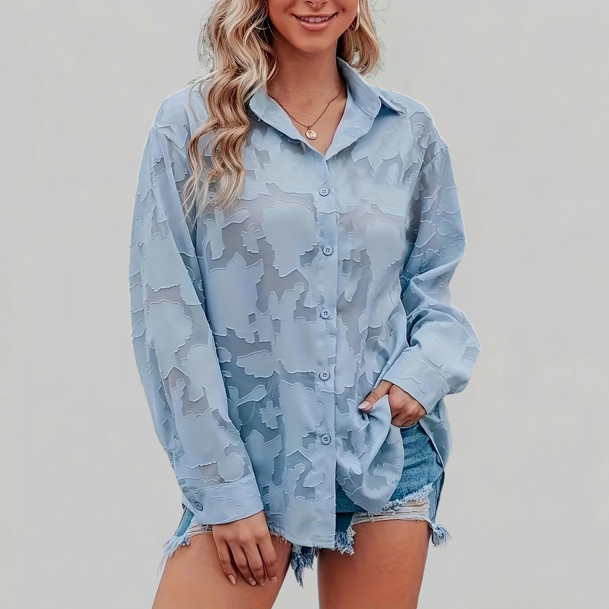 Women’s Floral Fil-Coupé Button-Down Shirt