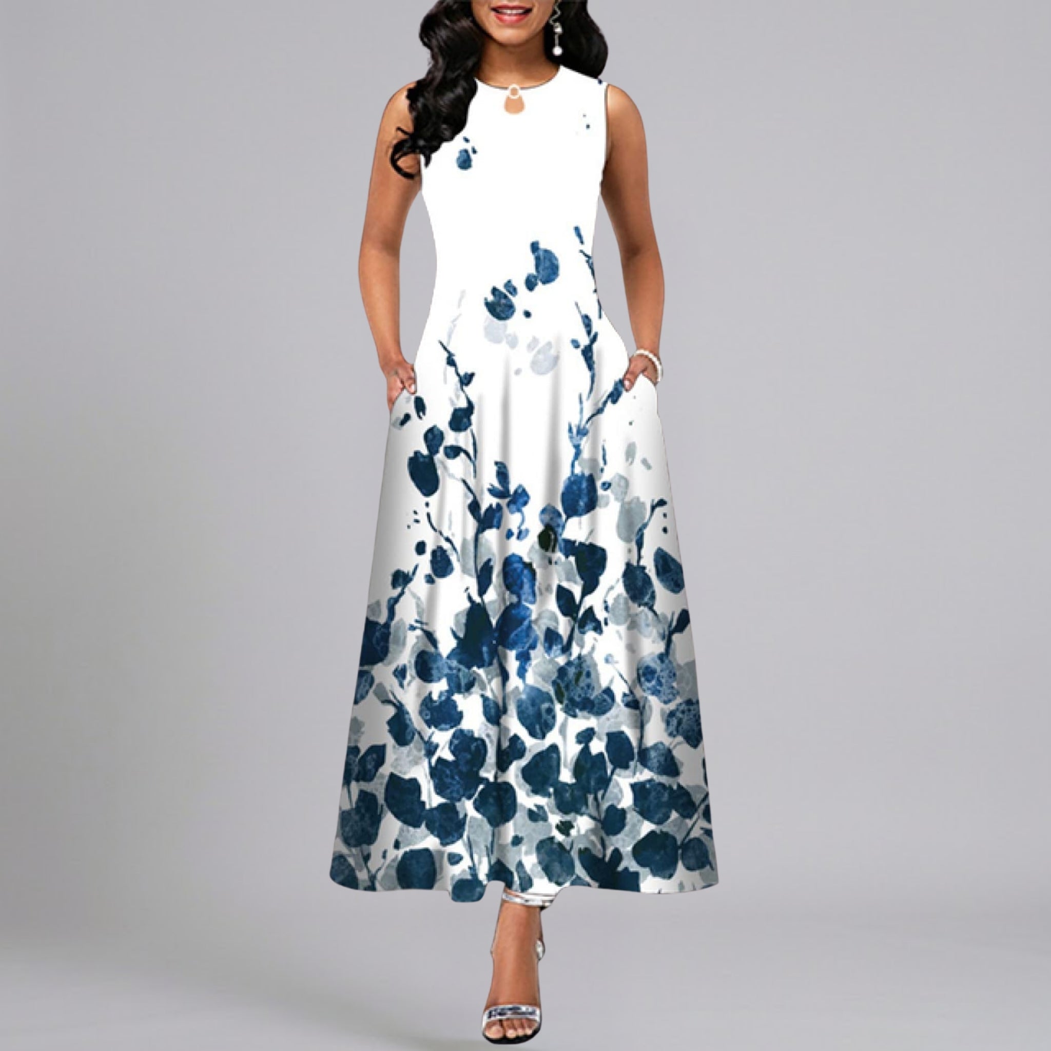Women’s Floral-Print V-Neck Maxi Dress