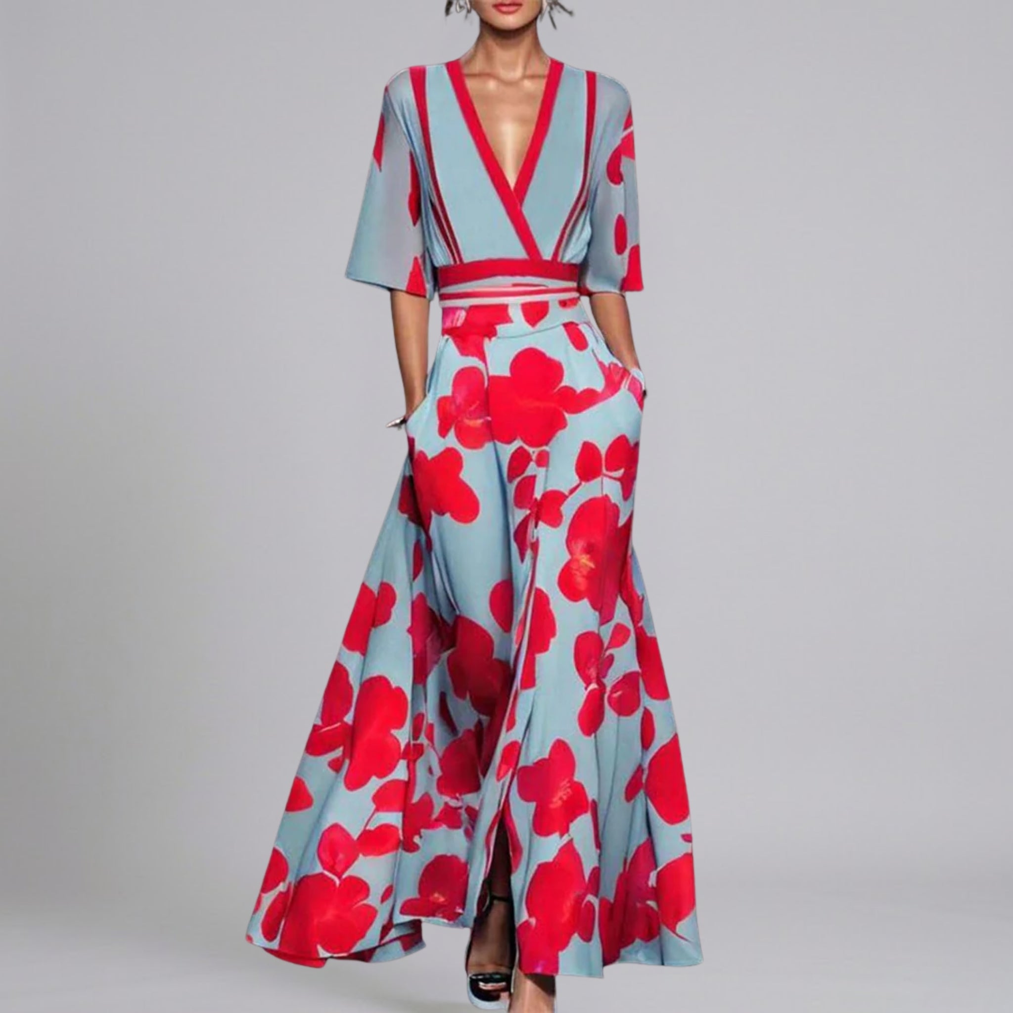 Women’s Floral-Print V-Neck Maxi Dress