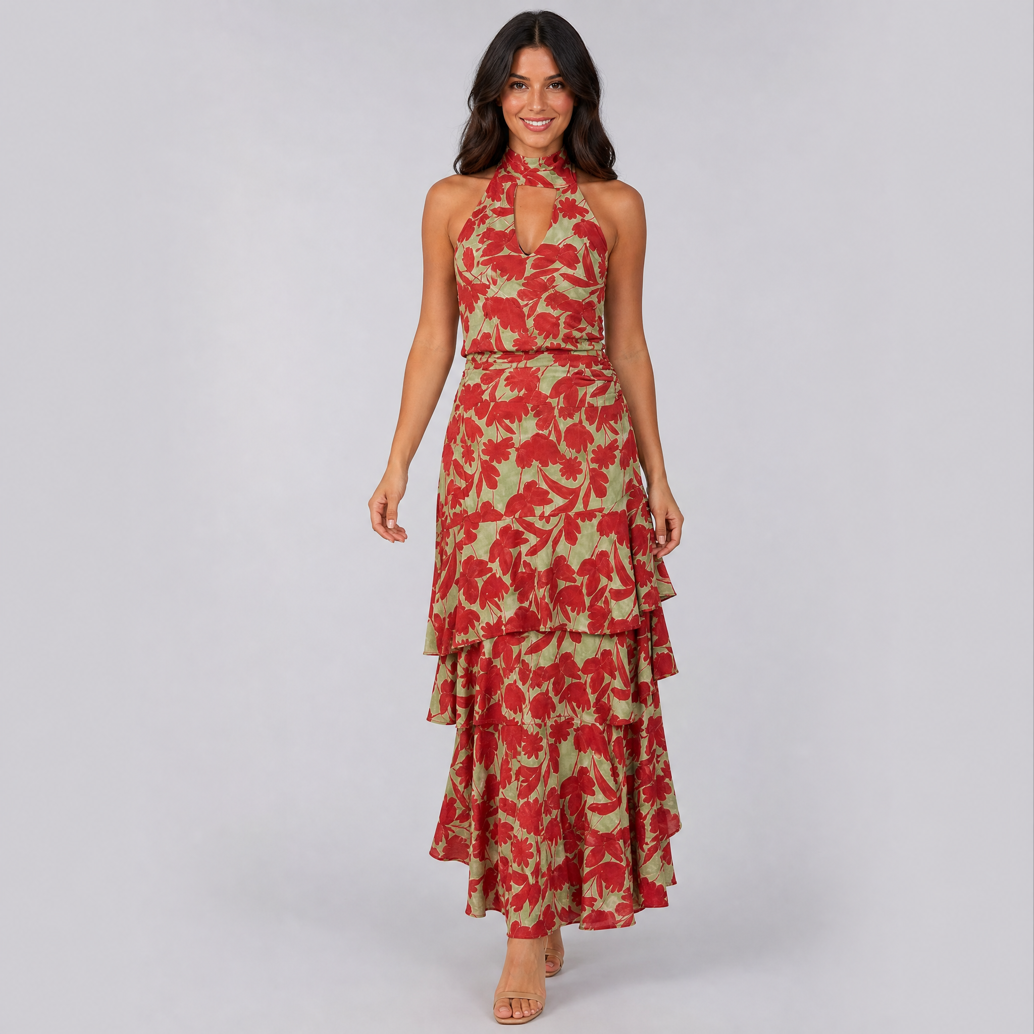 Women's Floral Tiered Skirt Co-ord Set – Skirt and Top Set