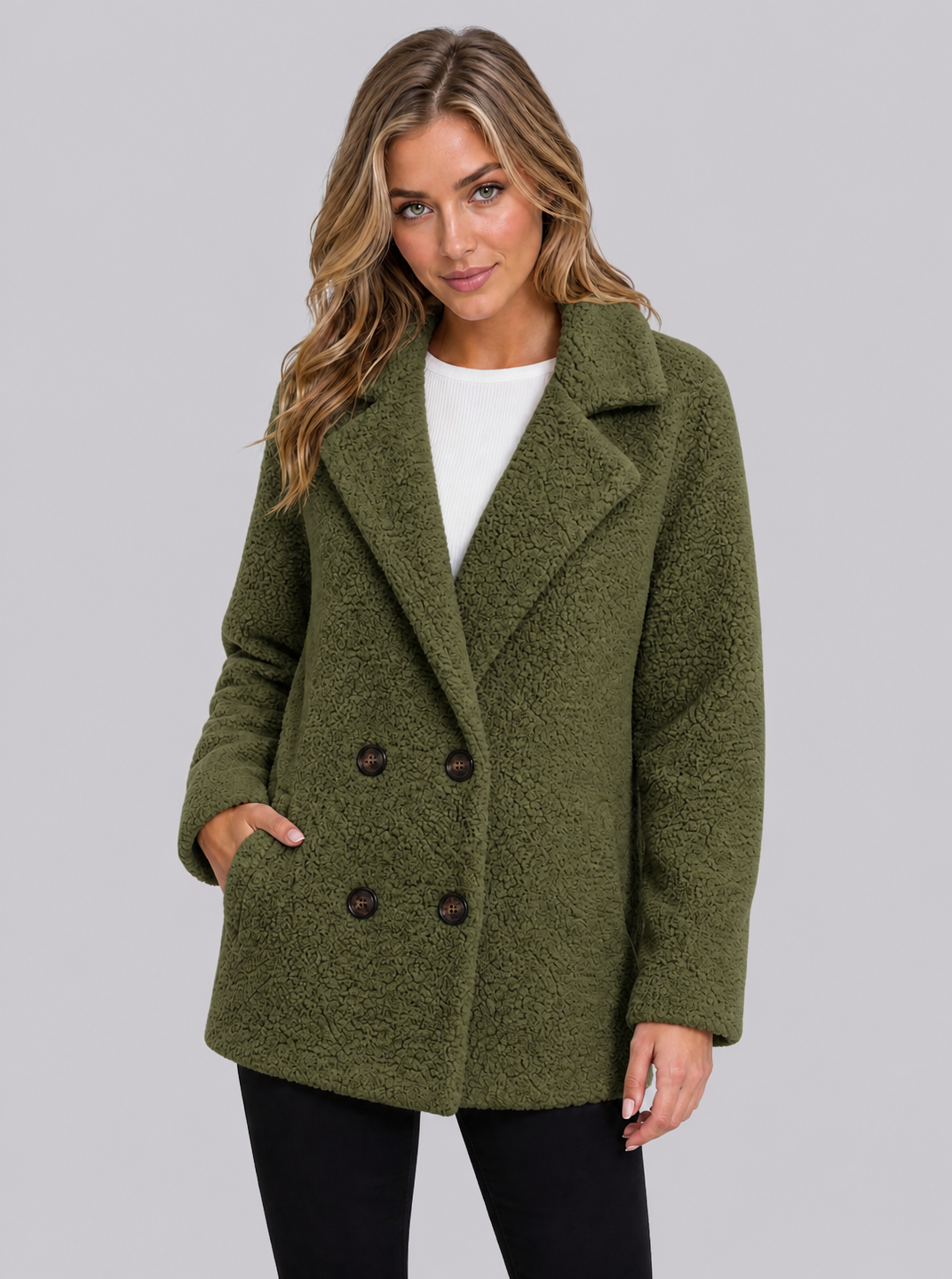 Women's Fluffy Double Breasted Jacket Regular Fit