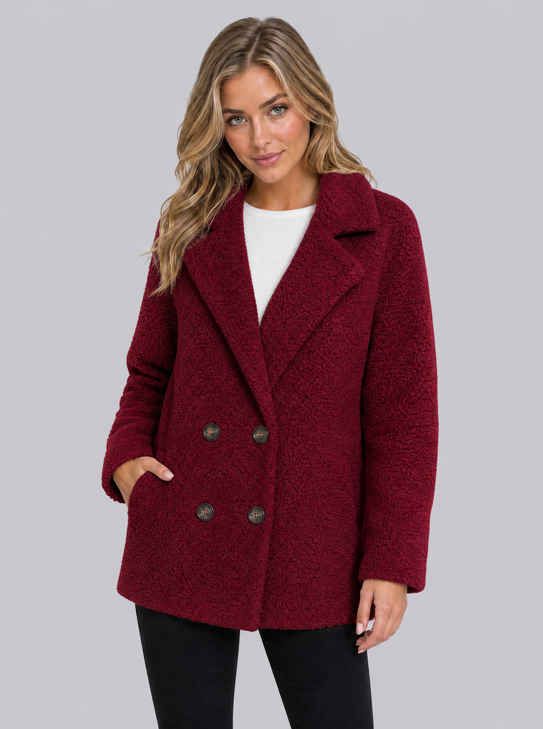 Women's Fluffy Double Breasted Jacket Regular Fit