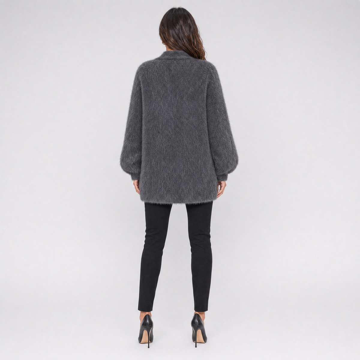 Womens Fluffy Knitted Cardigan – Open Front Layer
