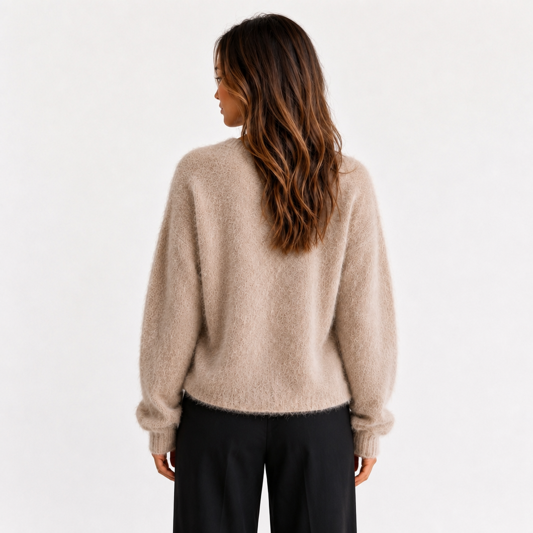 Women's Fluffy Knitted Cardigan – Soft Winter Jumper