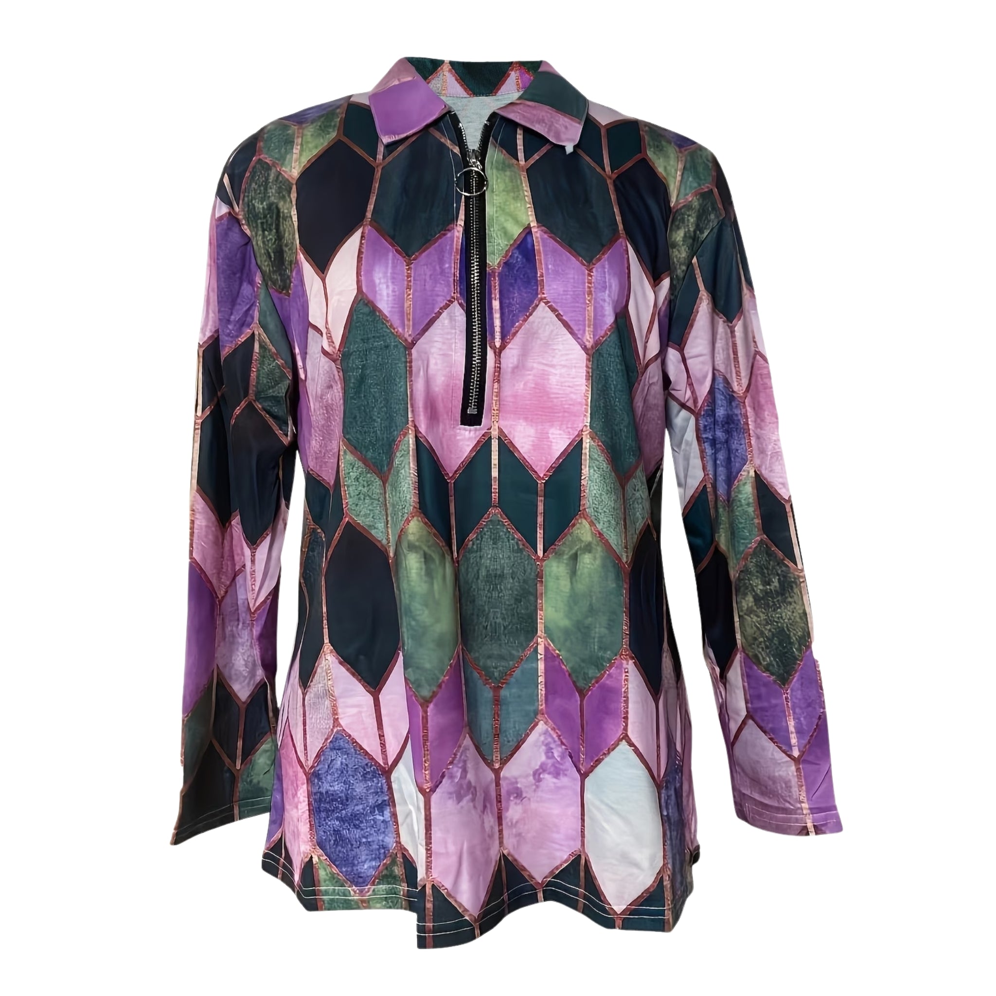 Women’s Geometric Quarter-Zip Blouse