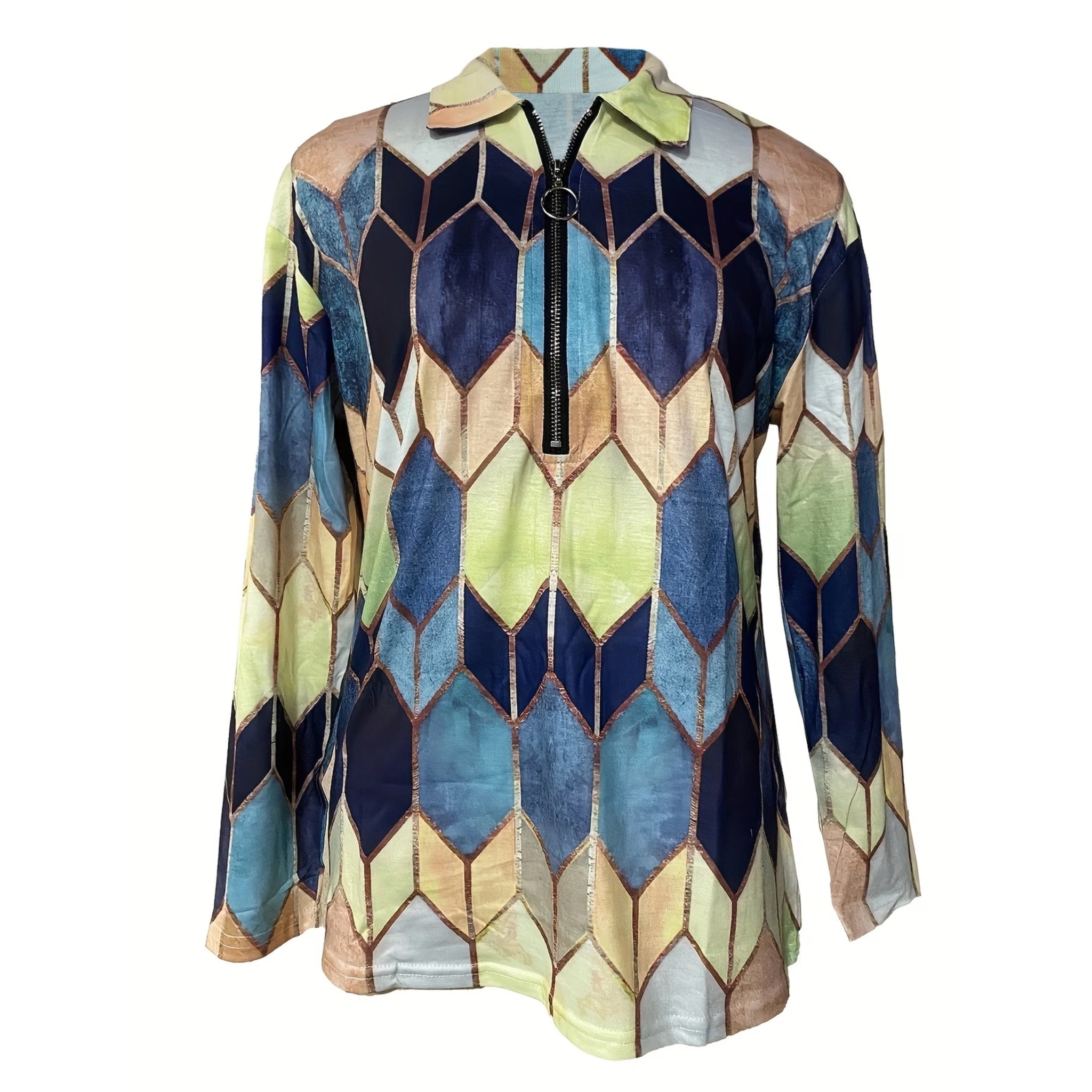 Women’s Geometric Quarter-Zip Blouse