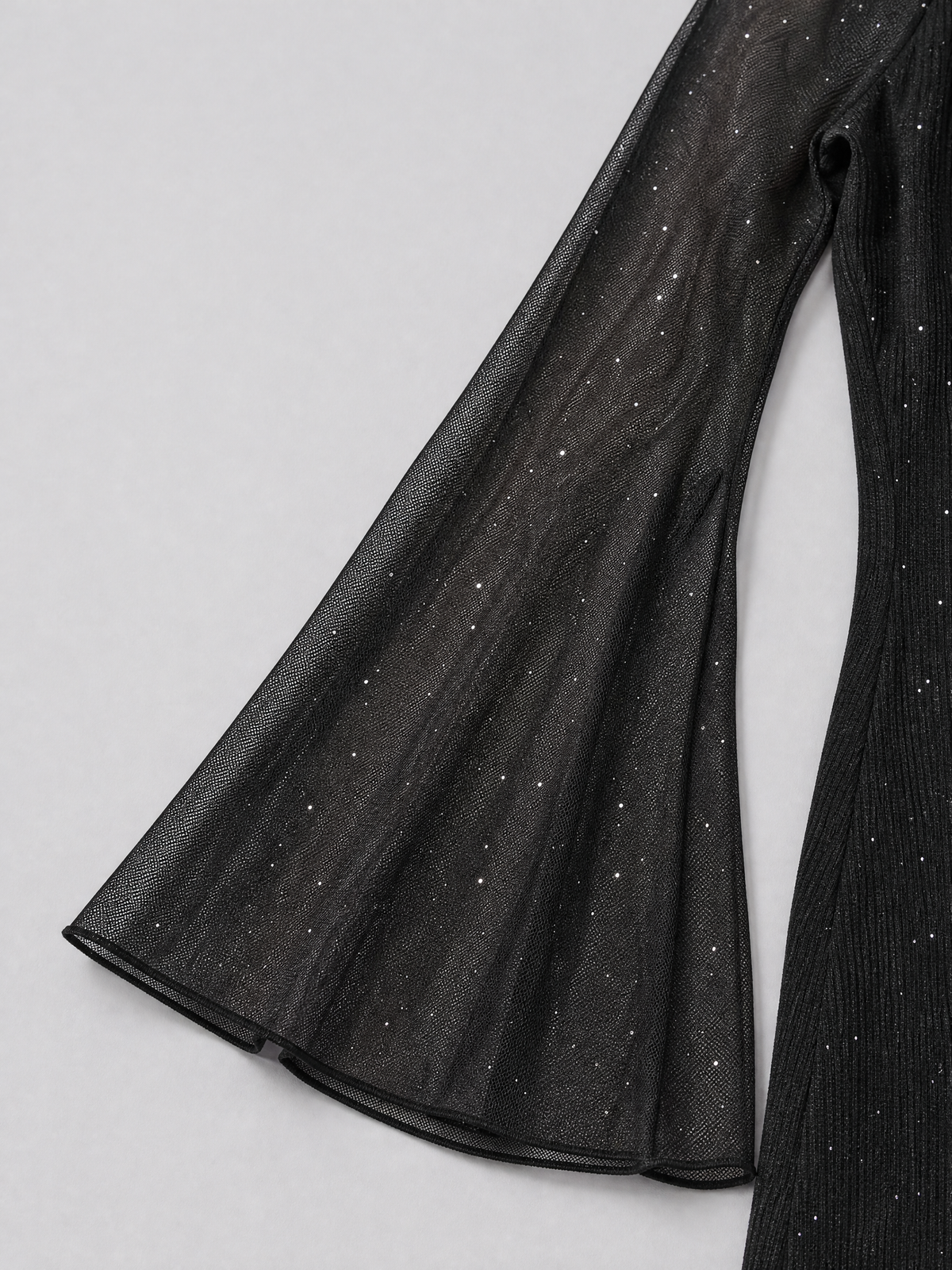 Women's Glitter Mesh Cut-Out Flared Sleeve Top