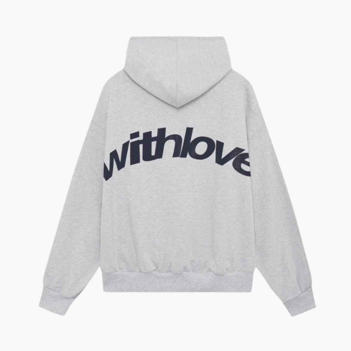 Unisex oversized hooded sweatshirt with large back text graphic and ribbed trims