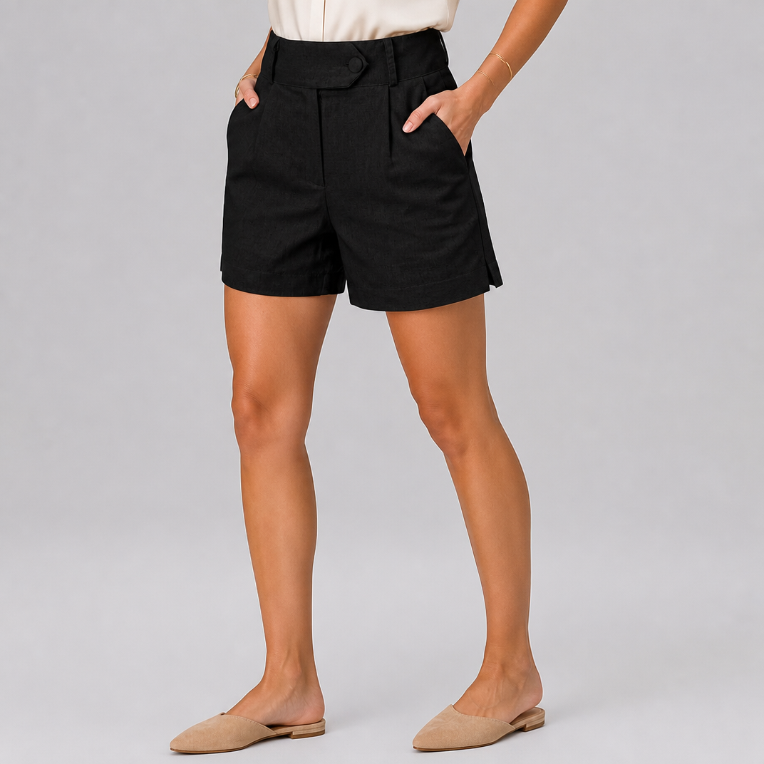 Women’s High-Waisted Pleated Linen Shorts