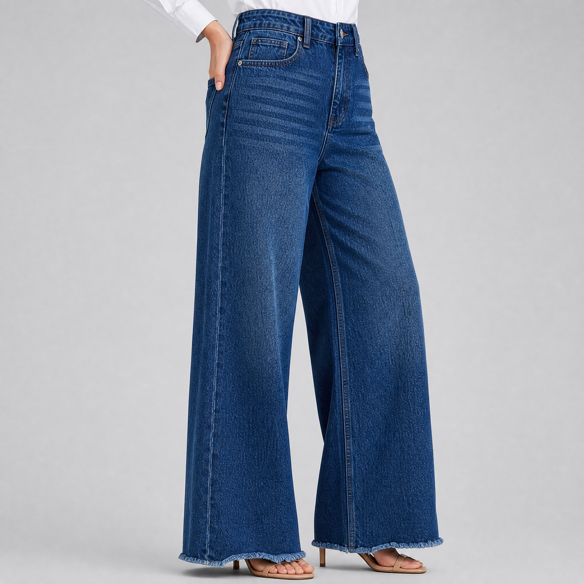 Women's High-Waisted Wide-Leg Denim Jeans