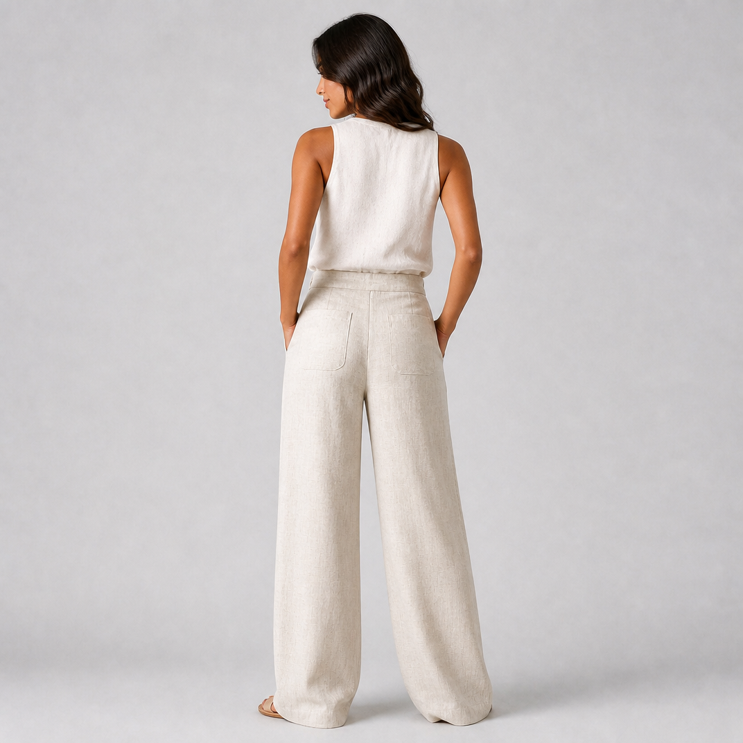 Women’s High-Waisted Wide-Leg Linen Trousers