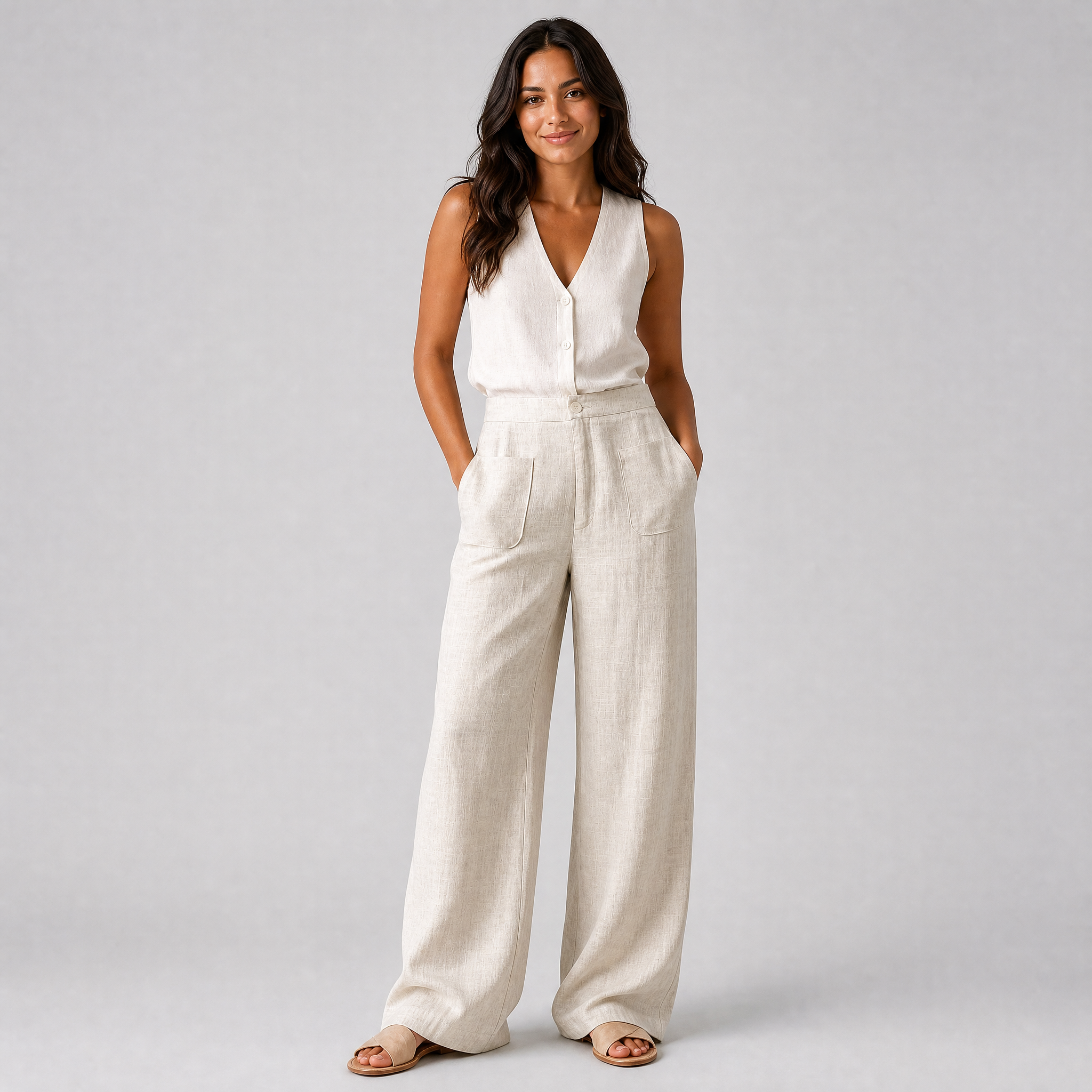 Women’s High-Waisted Wide-Leg Linen Trousers
