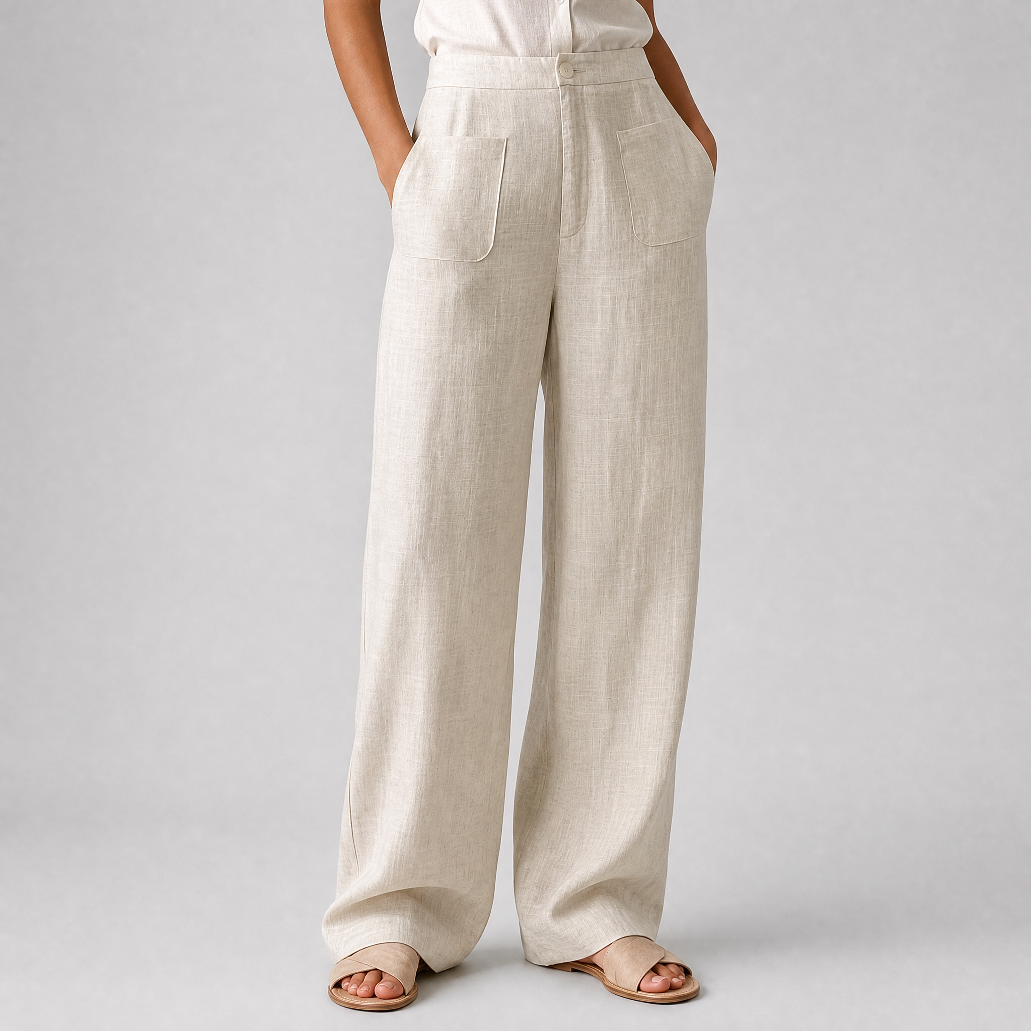 Women’s High-Waisted Wide-Leg Linen Trousers
