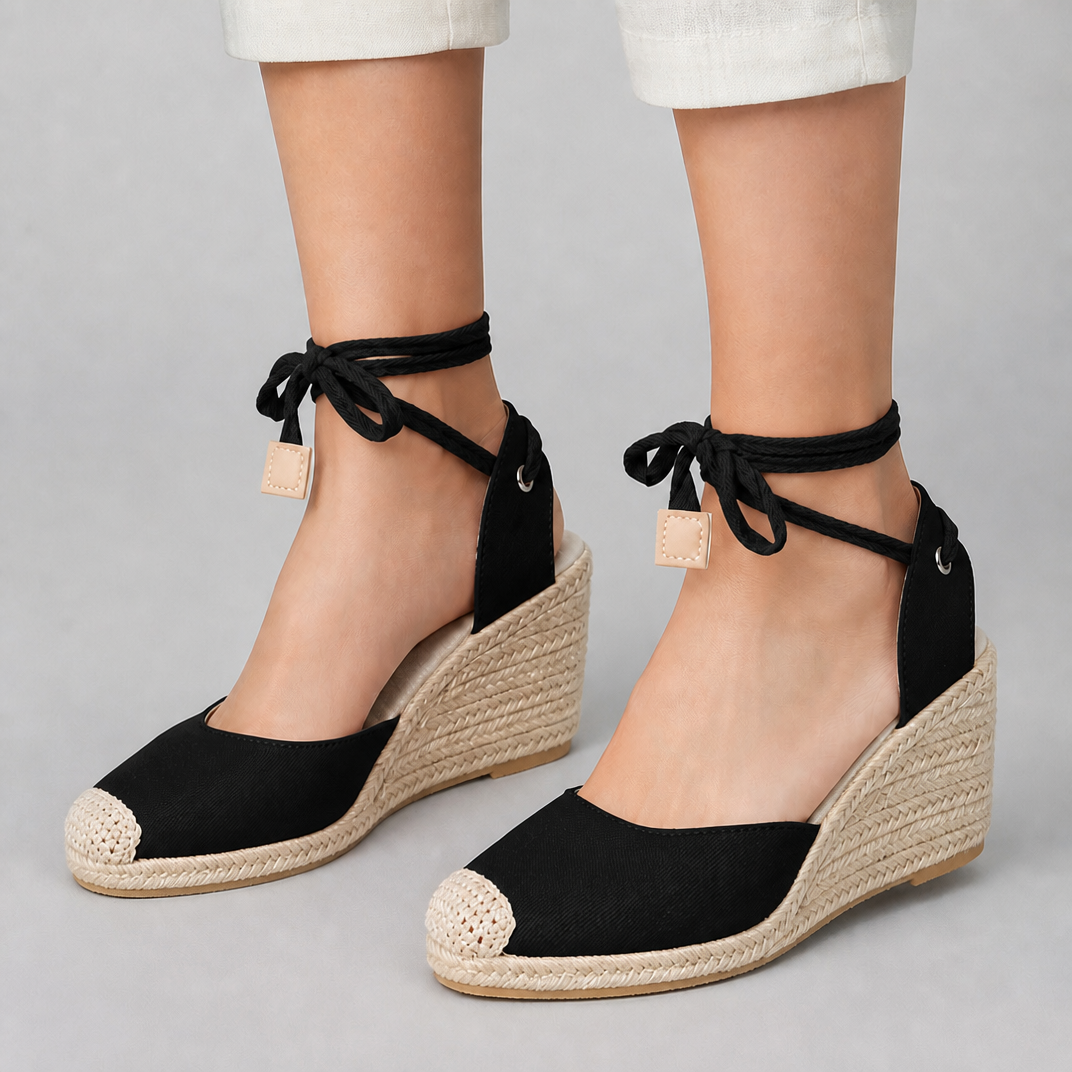 Women’s High Wedge Canvas Espadrille Sandals